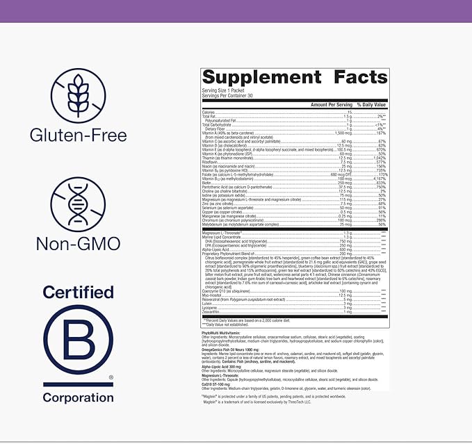 Metagenics Wellness Essentials Brain Health - Comprehensive Daily Multivitamin Packs* - with Alpha Lipoic Acid, Biotin, DHA, Folate & CoQ10 - Supports Memory, Focus & Brain Function* - 30 Packets