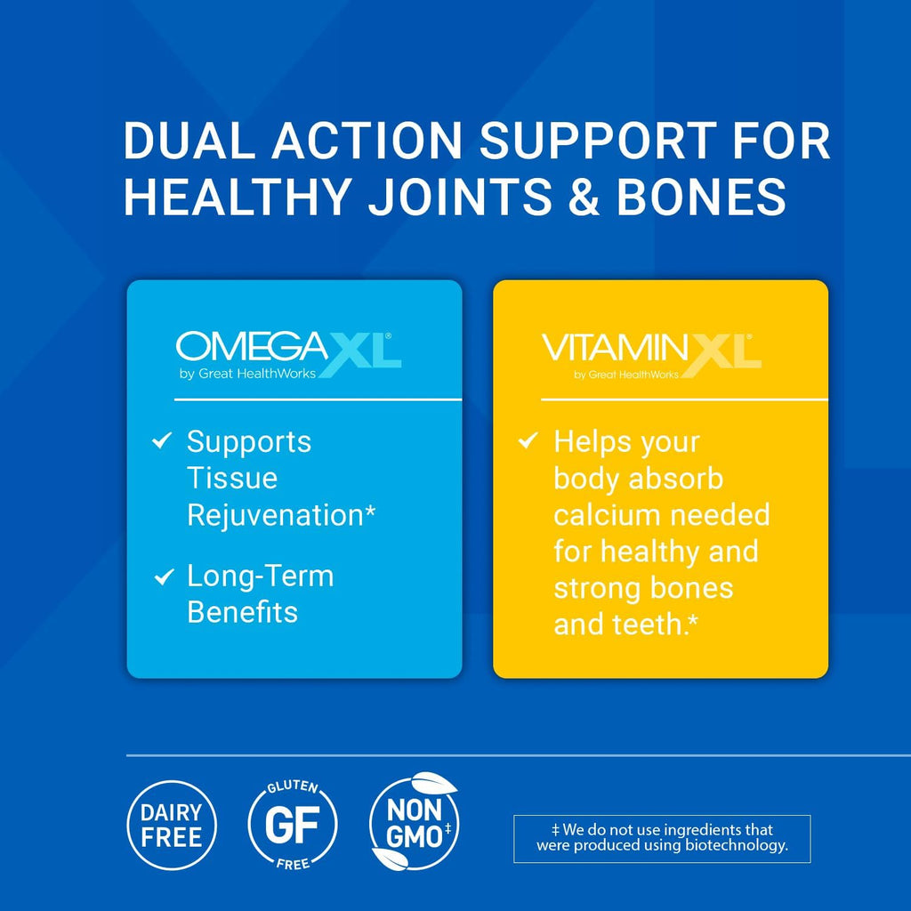 OmegaXL Joint Support Supplement - Natural Muscle/Immune Support, 60 Softgels (2 Pack) & VitaminXL D3 High Potency Daily Vitamin D 5000 IU 125mcg Supplement (30 Softgels)