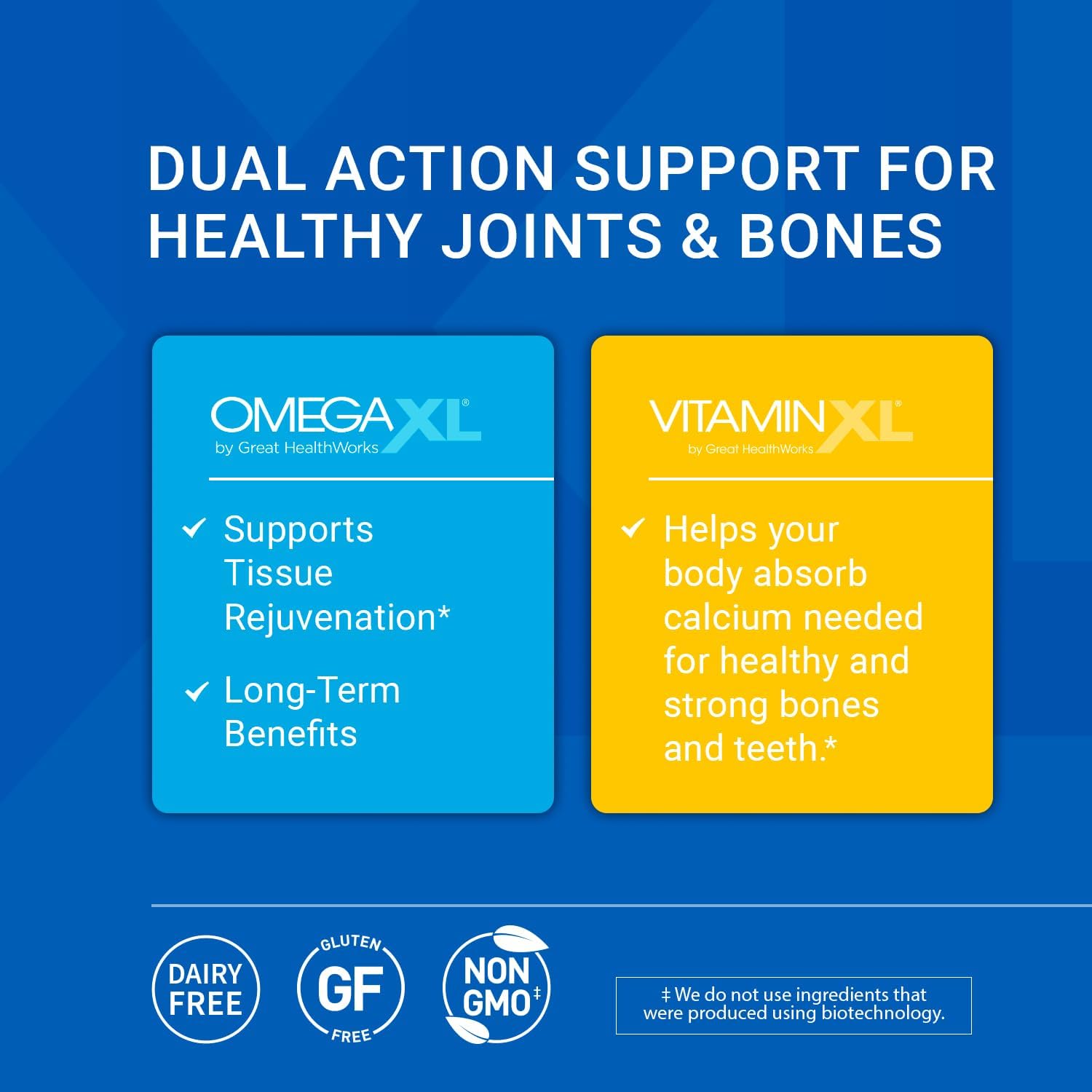 OmegaXL Joint Support Supplement - Natural Muscle/Immune Support, 60 Softgels (2 Pack) & VitaminXL D3 High Potency Daily Vitamin D 5000 IU 125mcg Supplement (30 Softgels)