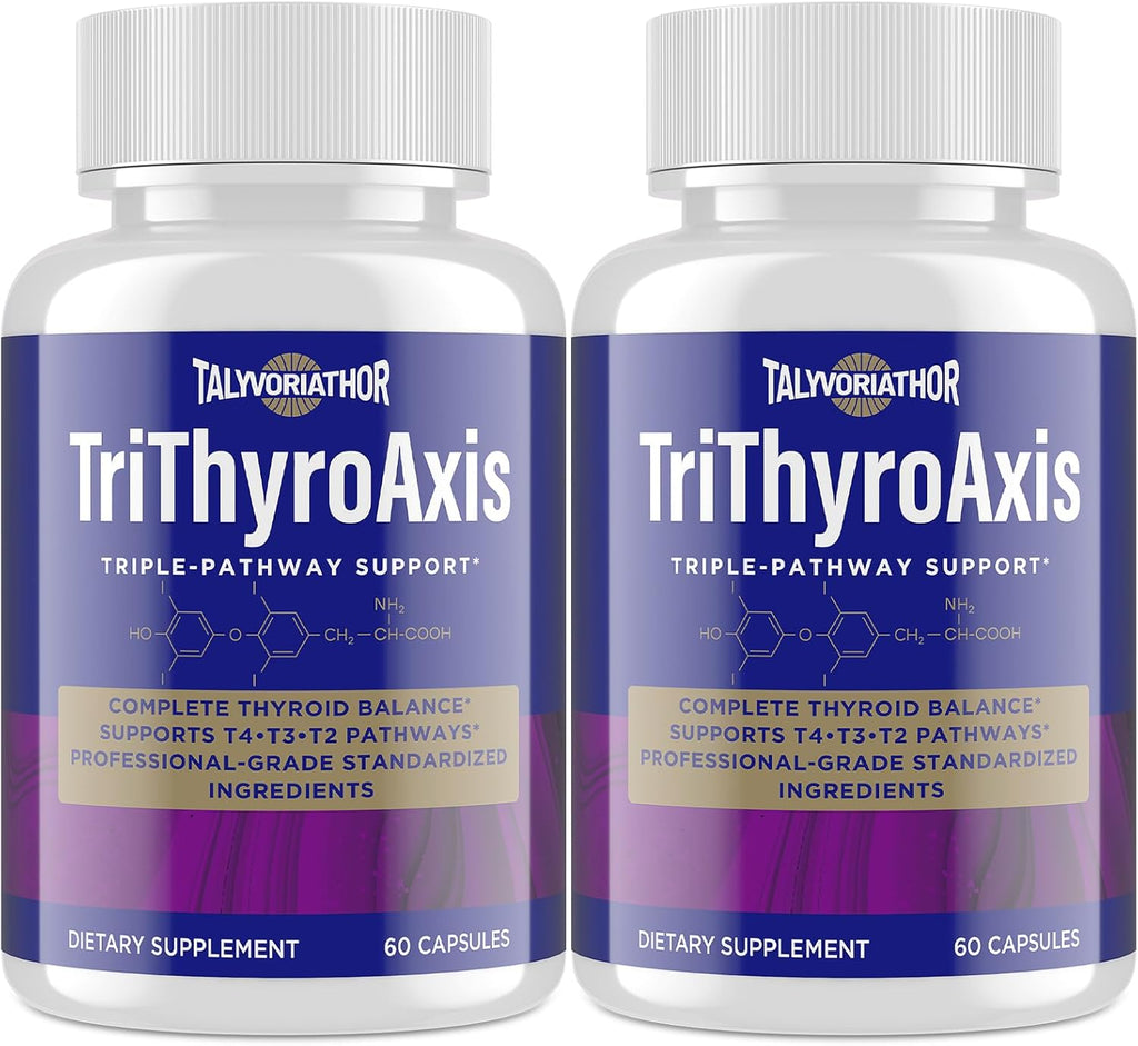 Thyroid Support Supplement for Women & Men – Professional T4, T3, T2 Triple-Pathway – Metabolism & Energy – with L-Tyrosine, Selenium, Ashwagandha – Standardized Herbs – 60 Capsules (2 Bottle)