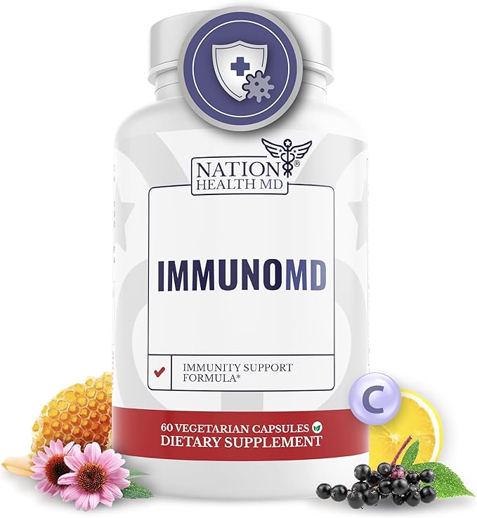 Immune Support Supplement - Formula with Elderberry, Zinc, Vitamin C, D3, and E - Daily Capsules for Immune Support - 60 Capsules