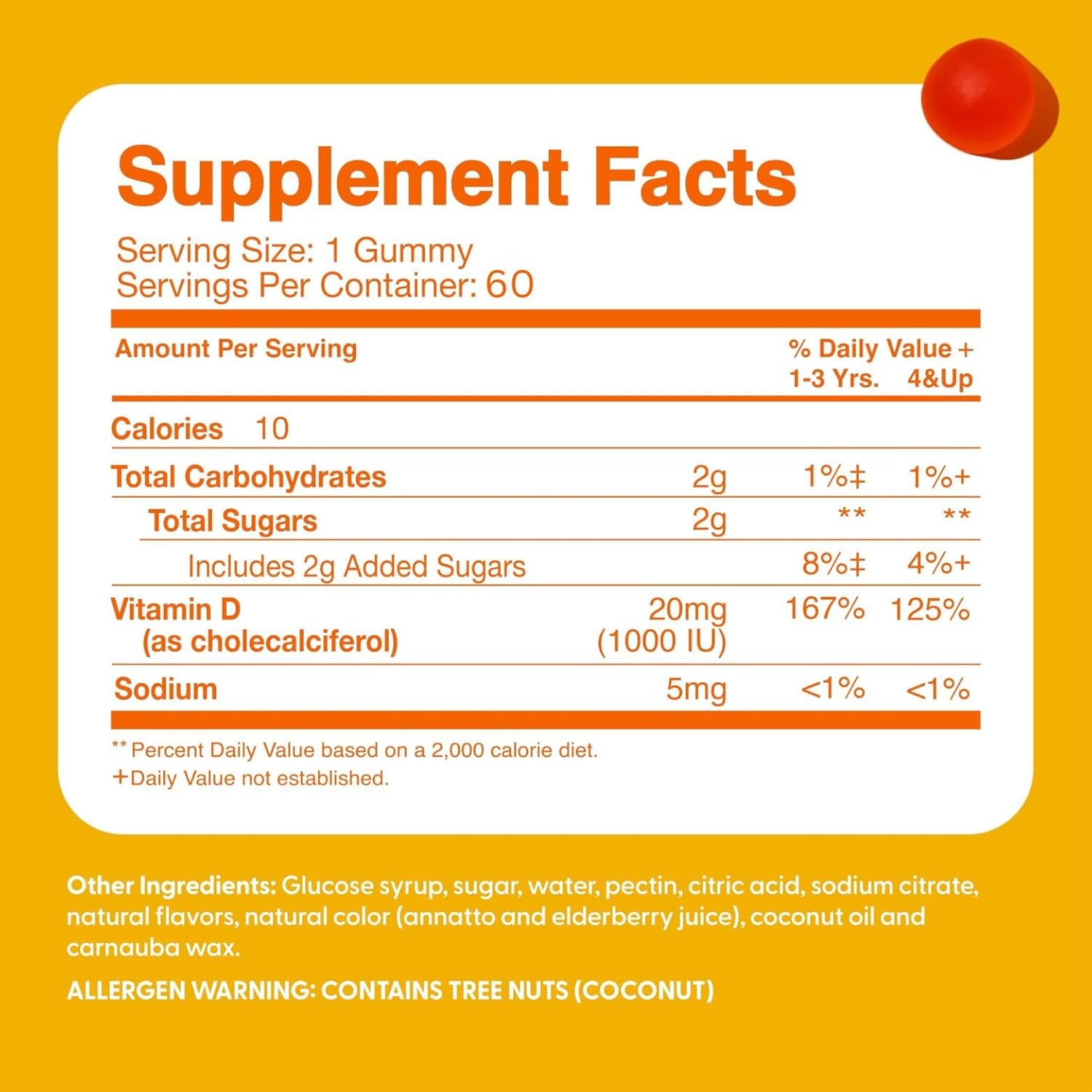 Vitamin D3 1000IU Gummy Vitamins for Kids (60 Day Supply) by Feel Great Vitamin Co | 60 Gummies | Delicious Plant Based Gummies | Supports Healthy Bones, Teeth, Mood, Immune System*