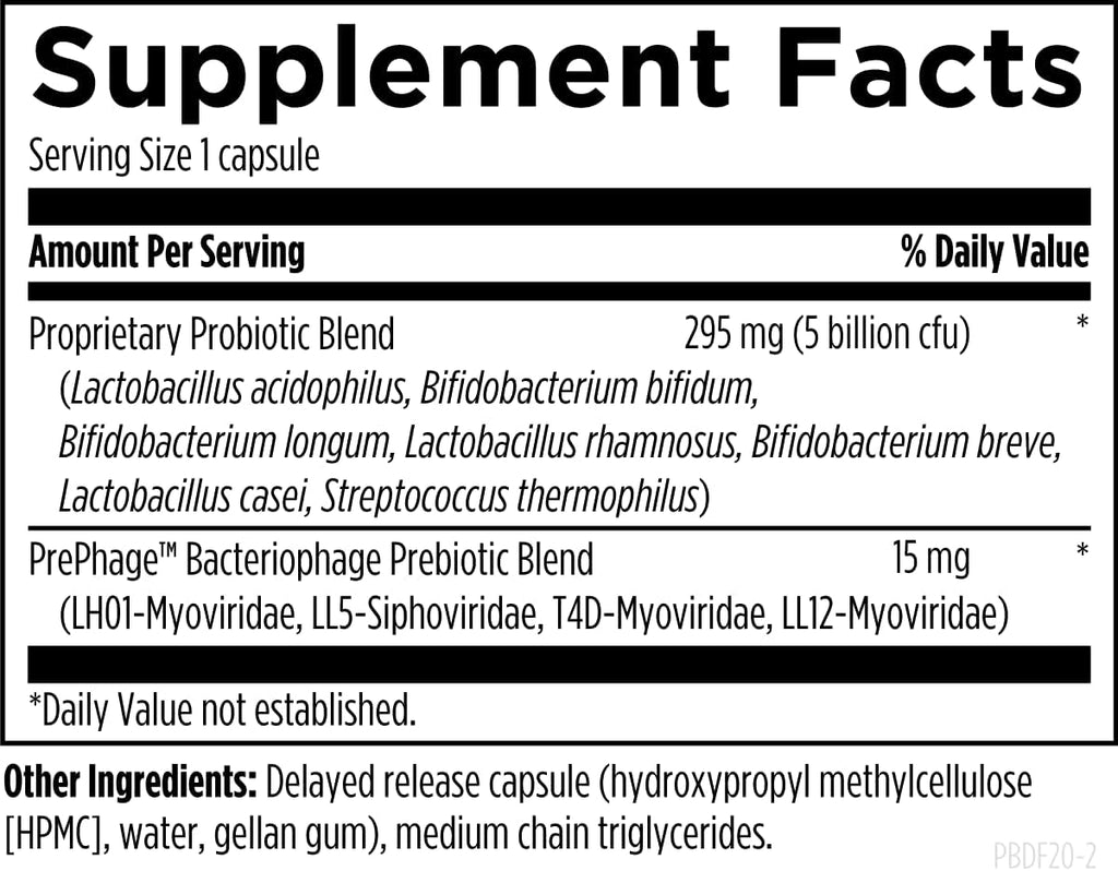 Designs for Health Probiophage DF - Bacteriophage Prebiotic + Probiotic Supplement - Probiotics for Digestion + Immune Support - Dairy Free Pre and Pro Biotics in Delayed Release Capsules (60 Count)