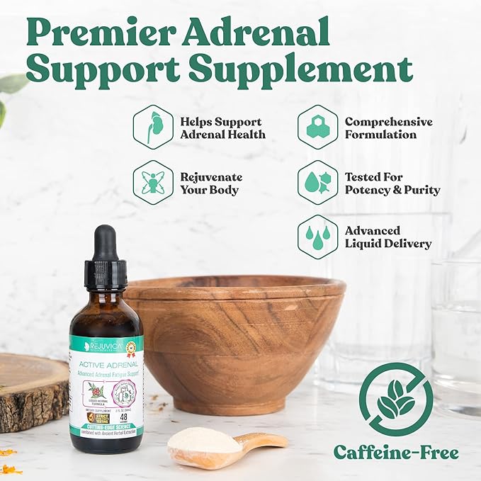 Rejuvica Health Active Adrenal - Advanced Adrenal Support Tincture - Liquid Delivery for Better Absorption - Ashwagandha, B-Vitamins, Magnesium and More