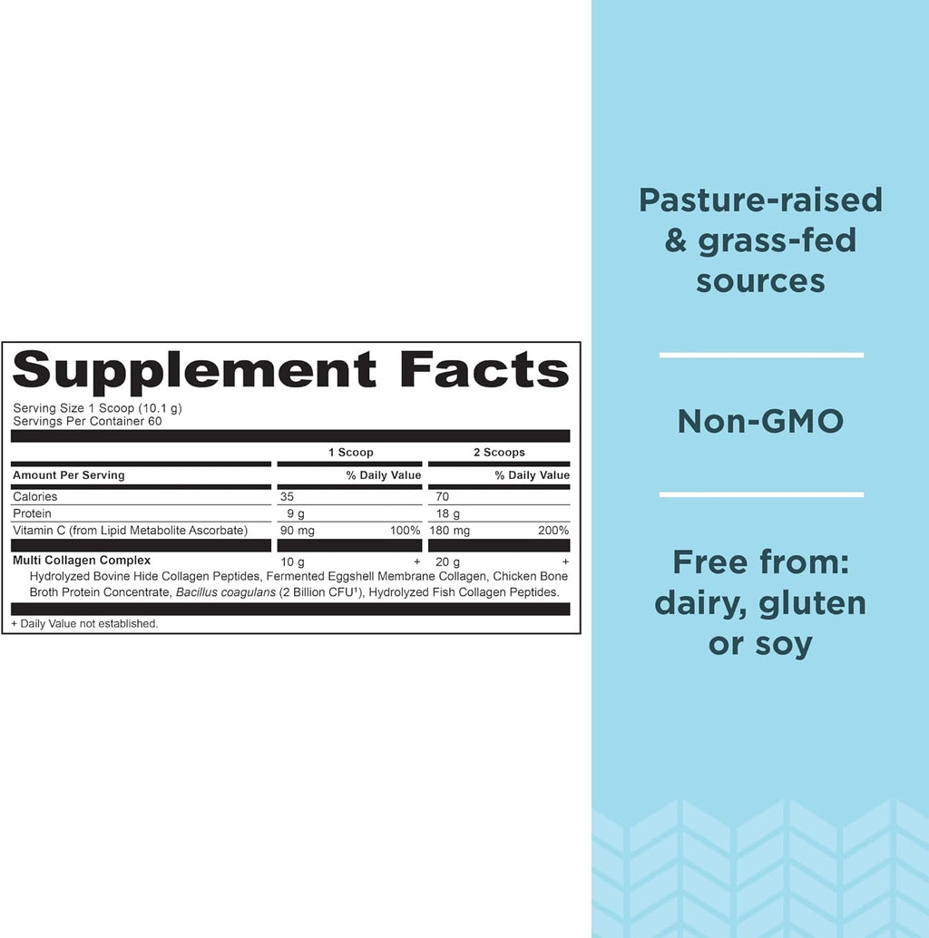 Ancient Nutrition Collagen Peptides Powder, Multi Collagen Protein, Women & Men, Vitamin C, Probiotics, Hydrolyzed Collagen, Supports Skin, Joints, Gut Health, Unflavored, 60 Servings