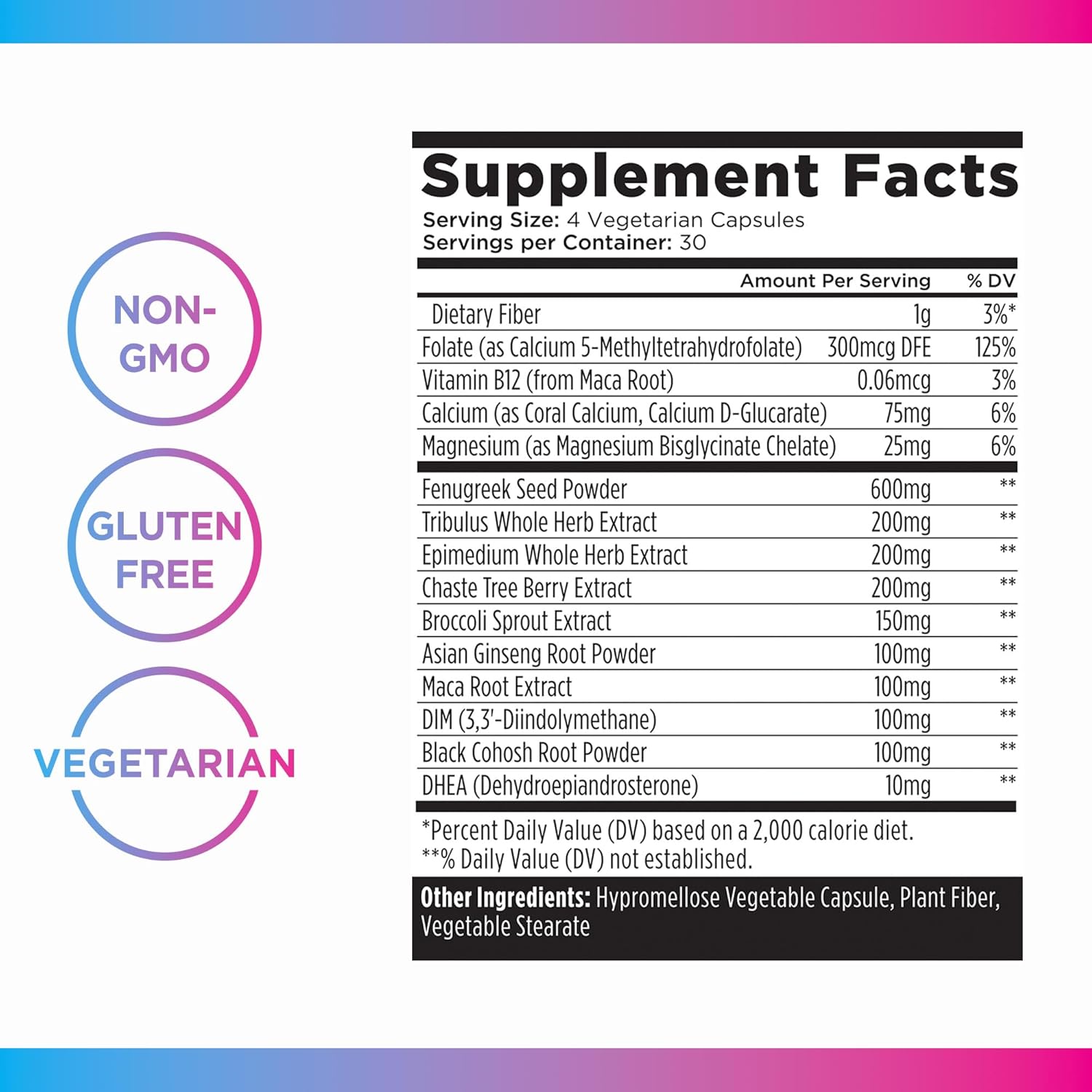 Livingood Daily Women’s Hormone Support Supplement, Estrogen Balance with Fenugreek, Black Cohosh, Chasteberry, DIM, Natural PMS & Menopause Support, Non GMO, Gluten Free, Vegetarian Capsules, 120 Ct