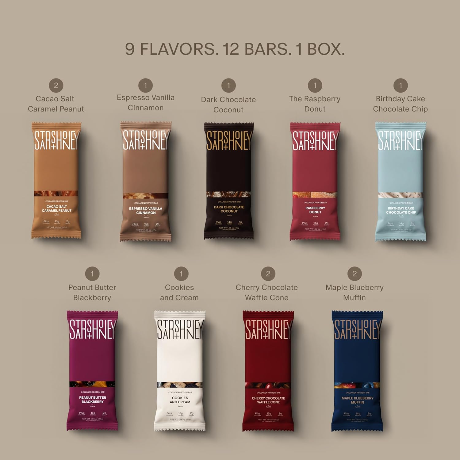Stars + Honey Protein Bars- Flavor Variety,15g Protein, 2g Sugar, w/ Collagen Keto Friendly Snack - Gluten, Dairy, & Soy Free - High-Protein Snacks for Energy & Recovery-12 pack