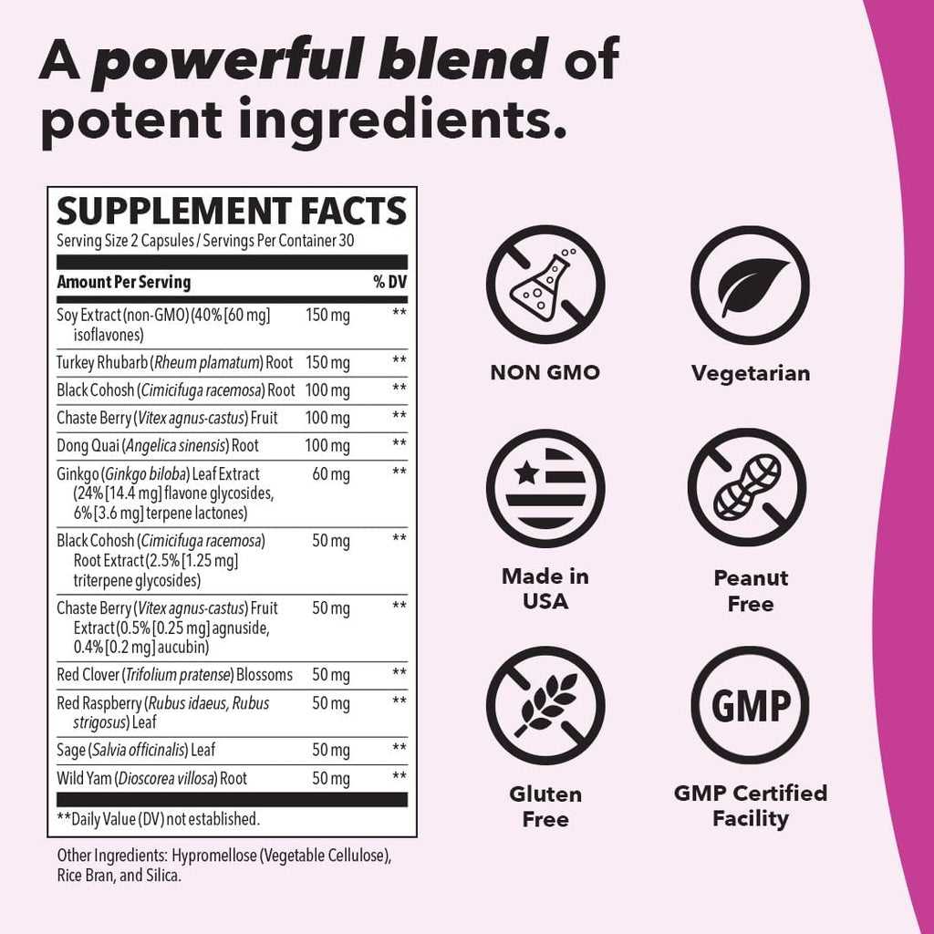Pausitivi-T - Menopause Support Supplement - Powerful Relief for Hot Flashes, Hormone Imbalance & Night Sweats - Nourishes Tissue - Sage, Chasteberry, Soy Isoflavones & Black Cohosh - 60 Capsules