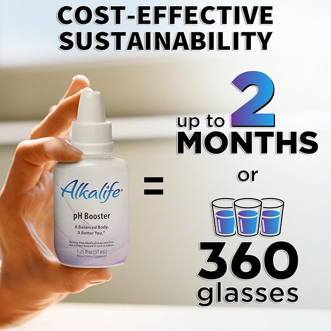 Alkalife Alkaline Water Drops | pH Booster Alkalizer for Drinking Water | Essential Mineral Additive, Electrolyte Hydration Supplement | Neutralize Acid, Balance Body, Immune Support, Detox | 1.25oz