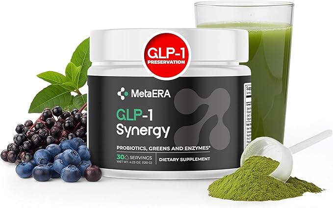 METAERA™ GLP-1 Synergy - Natural Probiotic Supplement for GLP-1 Levels, Gut Health and Metabolism - Includes 40 Nutrient-Rich Ingredients and GLP Probiotic, 1 Jar