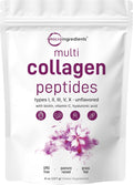 Micro Ingredients Multi Collagen Peptides Powder, 8oz | Type I, II, III, V, X + Biotin, Vitamin C & Hyaluronic Acid | Unflavored | Supports Hair, Skin & Joint Health | Keto, Non-GMO