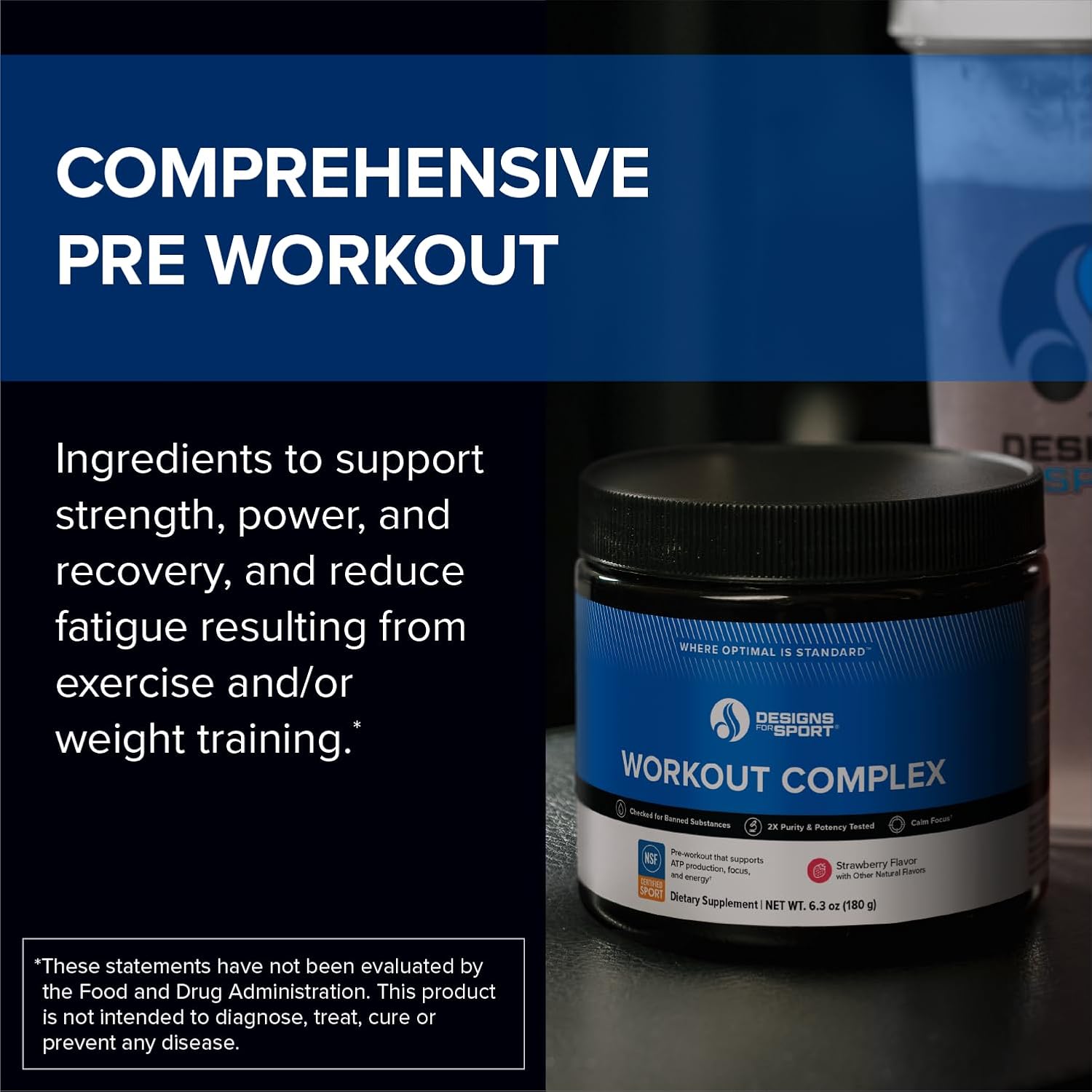 Workout Complex - NSF Certified for Sport Pre Workout Powder - L-tyrosine, Acetyl L-Carnitine, Creatine & Caffeine to Support Workout Recovery, Energy and Focus (6.3 oz)