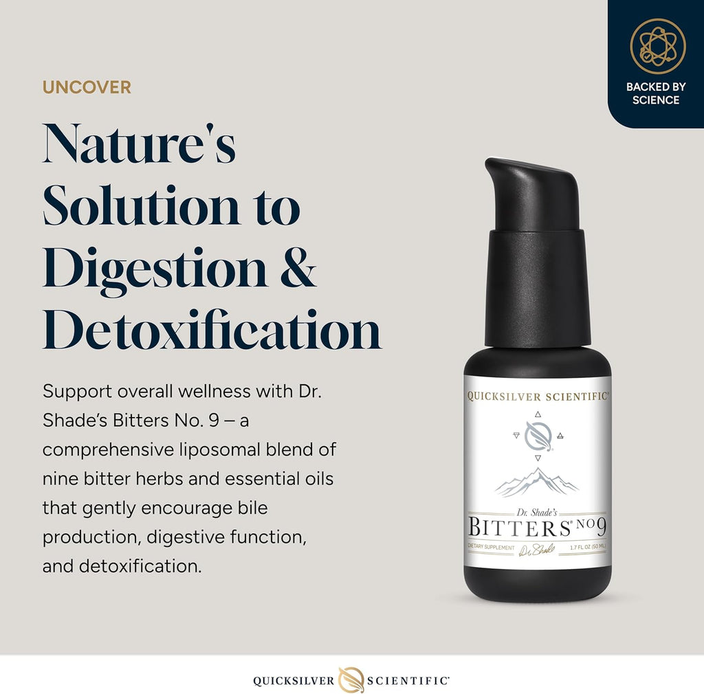 Quicksilver Scientific Dr. Shade's Bitters No. 9 - for Digestion - Fast Acting Liposomal Digestive Bitters with Milk Thistle, Burdock Root & Juniper Essential Oil - Digestive Support (50ml)