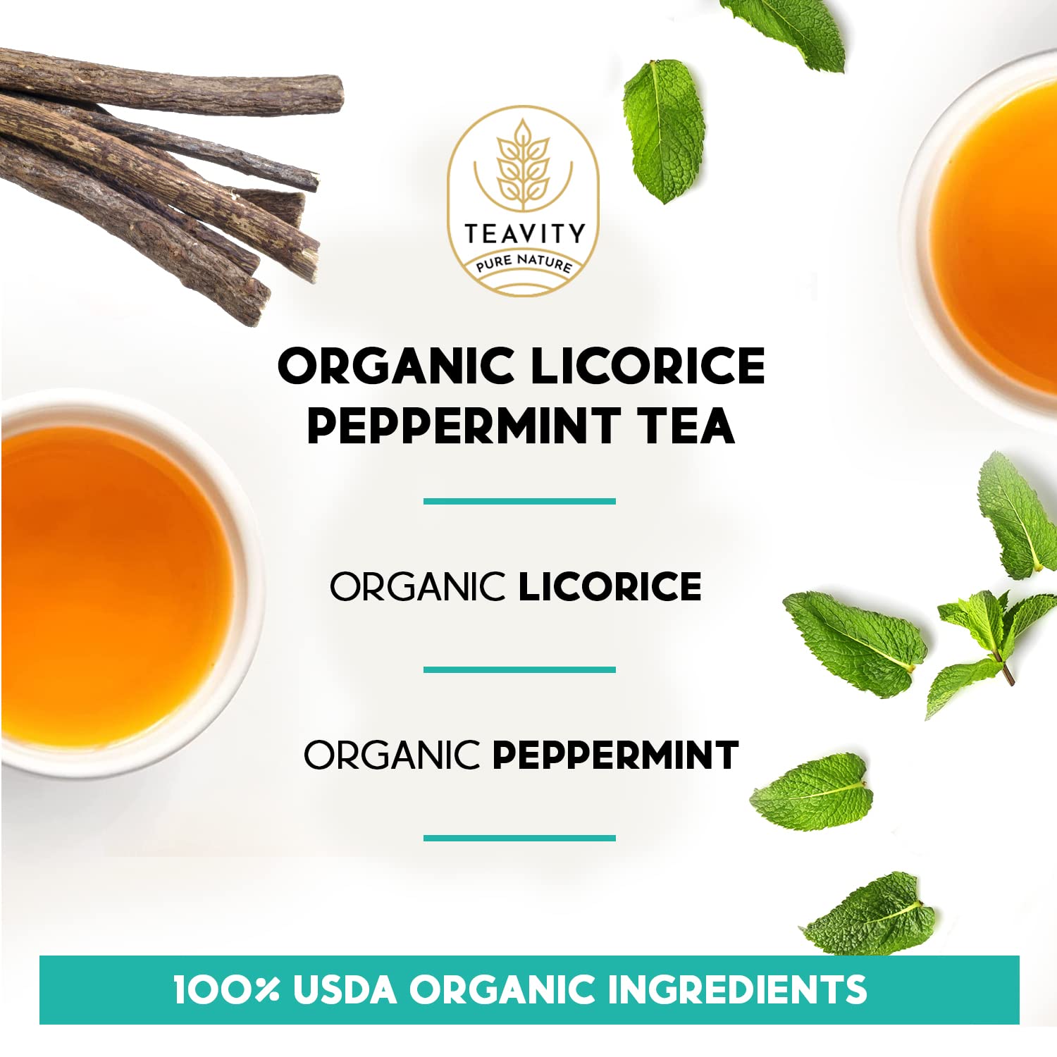 Organic Licorice Mint Tea Pods for Keurig - Natural Decaf Peppermint Tea by Teavity (36 Tea Pods)