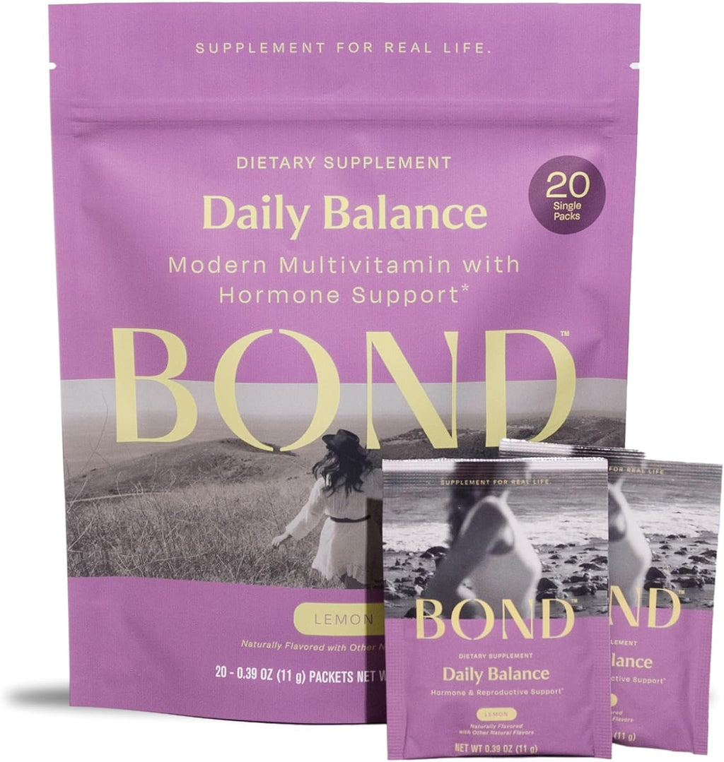 BOND Hormone Balance for Women 20 Travel Packs - Prenatal Vitamins - Supports Menstrual Cycles, Ovulation, Nutrient Levels - Folate, Folic Acid, Inositol, Probiotics, NAC, Vitamin C + Antioxidants