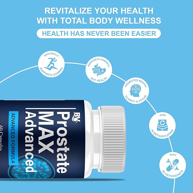 BLUE VIBE Prostate Max Advanced Capsules, Prostate Max Maximum Strength Prostate Support and Advanced Overall Health Multivitamin Supplement, ProstateMax Daily Support (2 Pack - 120 Capsules)