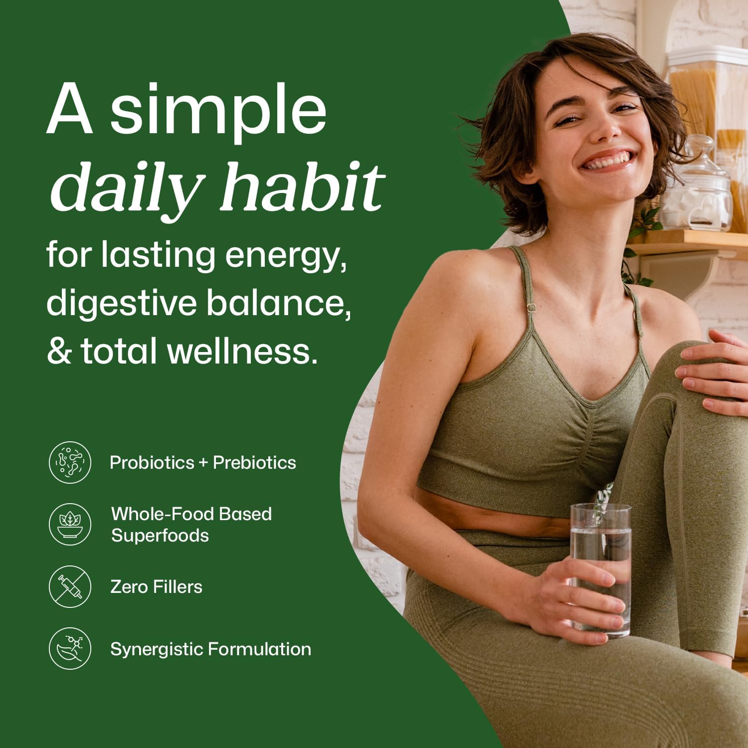 ColonBroom Superfood Greens Powder Supplement | Super Greens Juice Powder with Probiotics, Prebiotics, Spirulina & Chlorella | Natural for Energy, Immunity, Digestion & Detox Support | 28 Servings