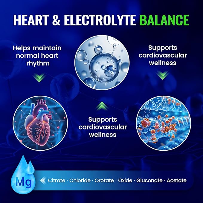 Magnesium Complex with 15 Types Magnesium Glycinate Citrate Malate Taurate Oxide Carbonate Chloride Orotate Magnesio Muscle, Heart, Relaxation & Nerves 120 Vegan Capsules, 60-Day Supply
