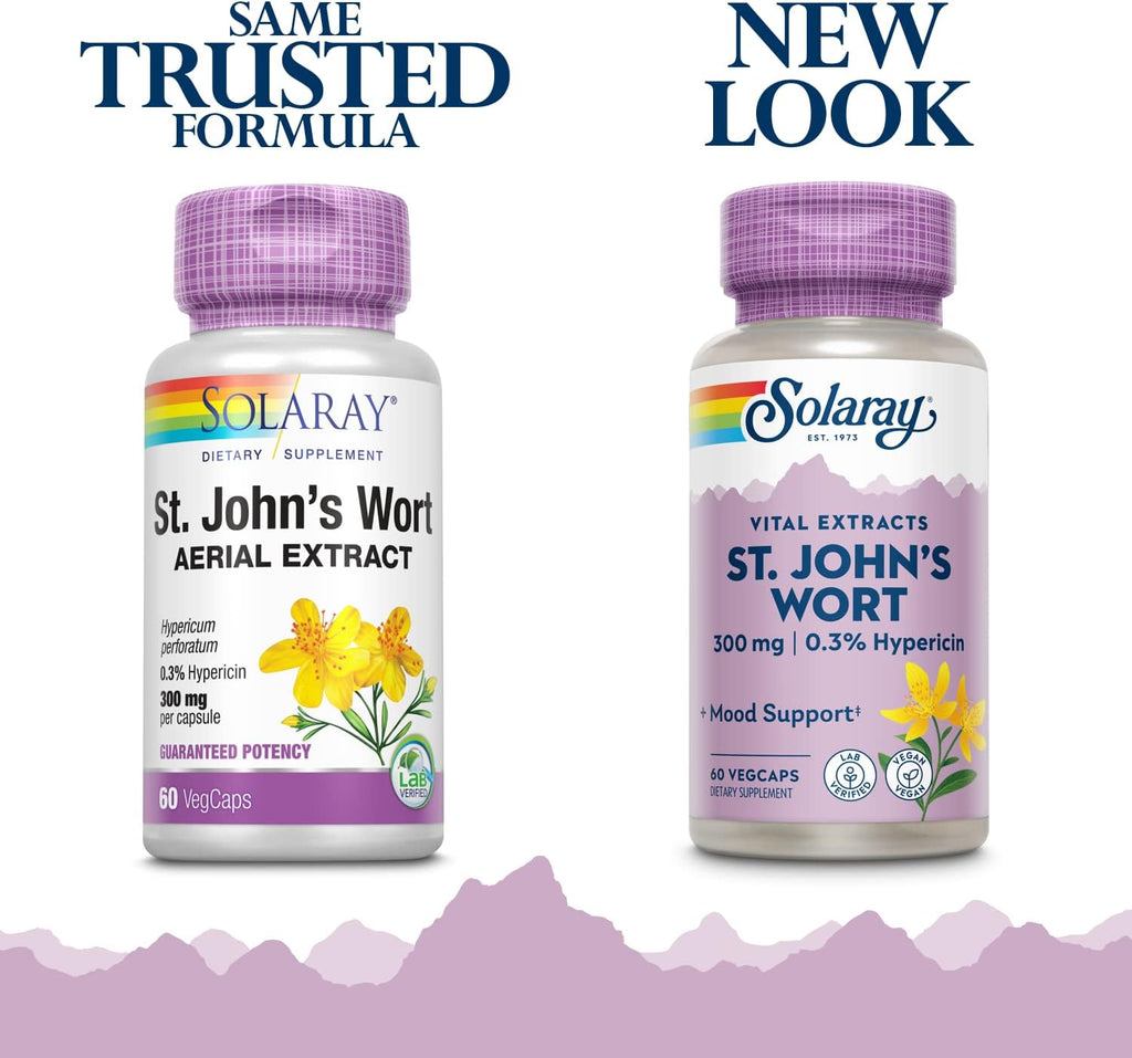 SOLARAY St Johns Wort Aerial Extract 300 mg, Once Daily | Mood & Brain Health Support | 0.3% Hypericin | 60ct
