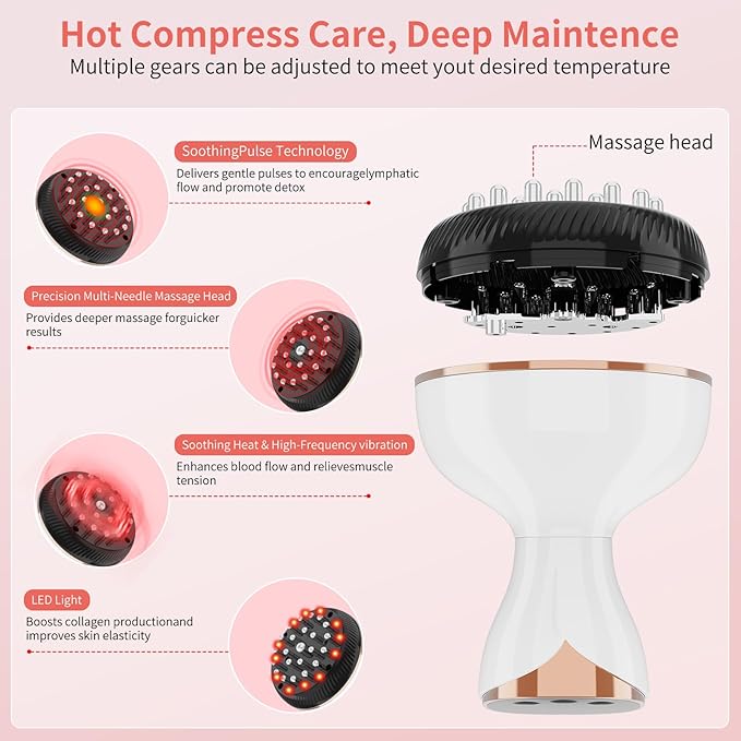 Lymphatic Drainage Massager & Anti Cellulite Massage Tool,New Lymphatic Massager,Helps Reduce Stretch Marks & Cellulite，for Belly, Arms & Legs,Body Sculpting Machine with Heat & Vibration