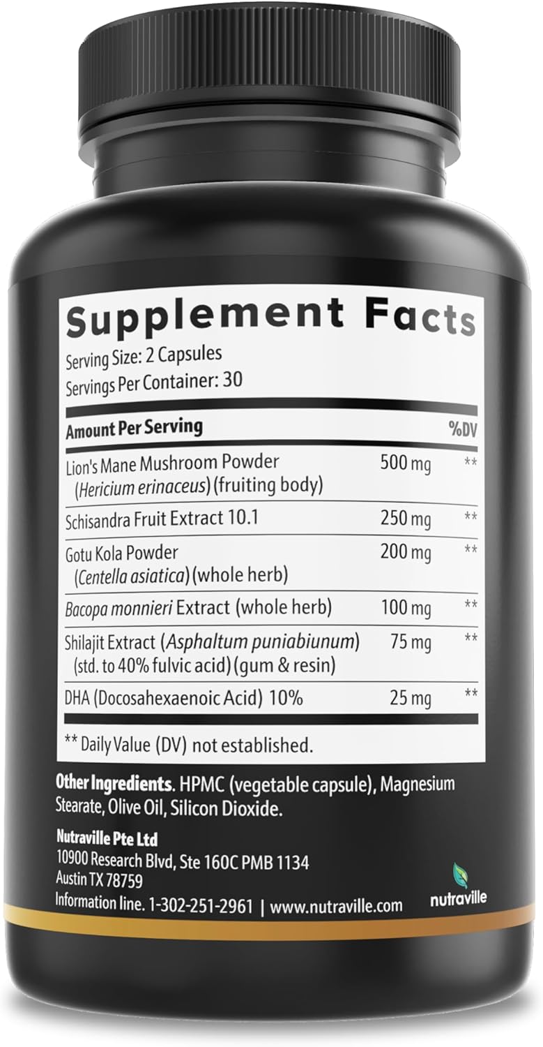 CogniSurge Nootropics Brain Support Supplement for Memory and Focus - Nature-Powered Lion's Mane Supplement Capsules with Shilajit - No Caffeine or Stimulants - 30 Servings