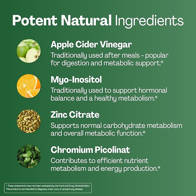 URVI® Blood Sugar Support Gummies – 300mg Apple Cider Vinegar ACV, 150mg Myo Inositol, Chromium & Zinc – for Metabolism & Energy – Keto, Sugar-Free – Apple Cinnamon Flavor – 60 Gummies