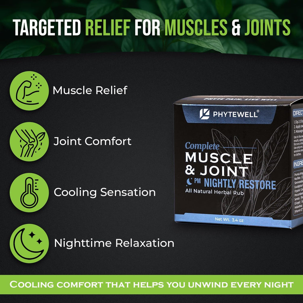 PM Nightly Restore - Cooling Herbal Muscle & Joint Rub - with Menthol, Arnica & Lavender - Soothes Muscles, Supports Evening Recovery & Restful Sleep, CO₂ Extracted, Non-Greasy Formula