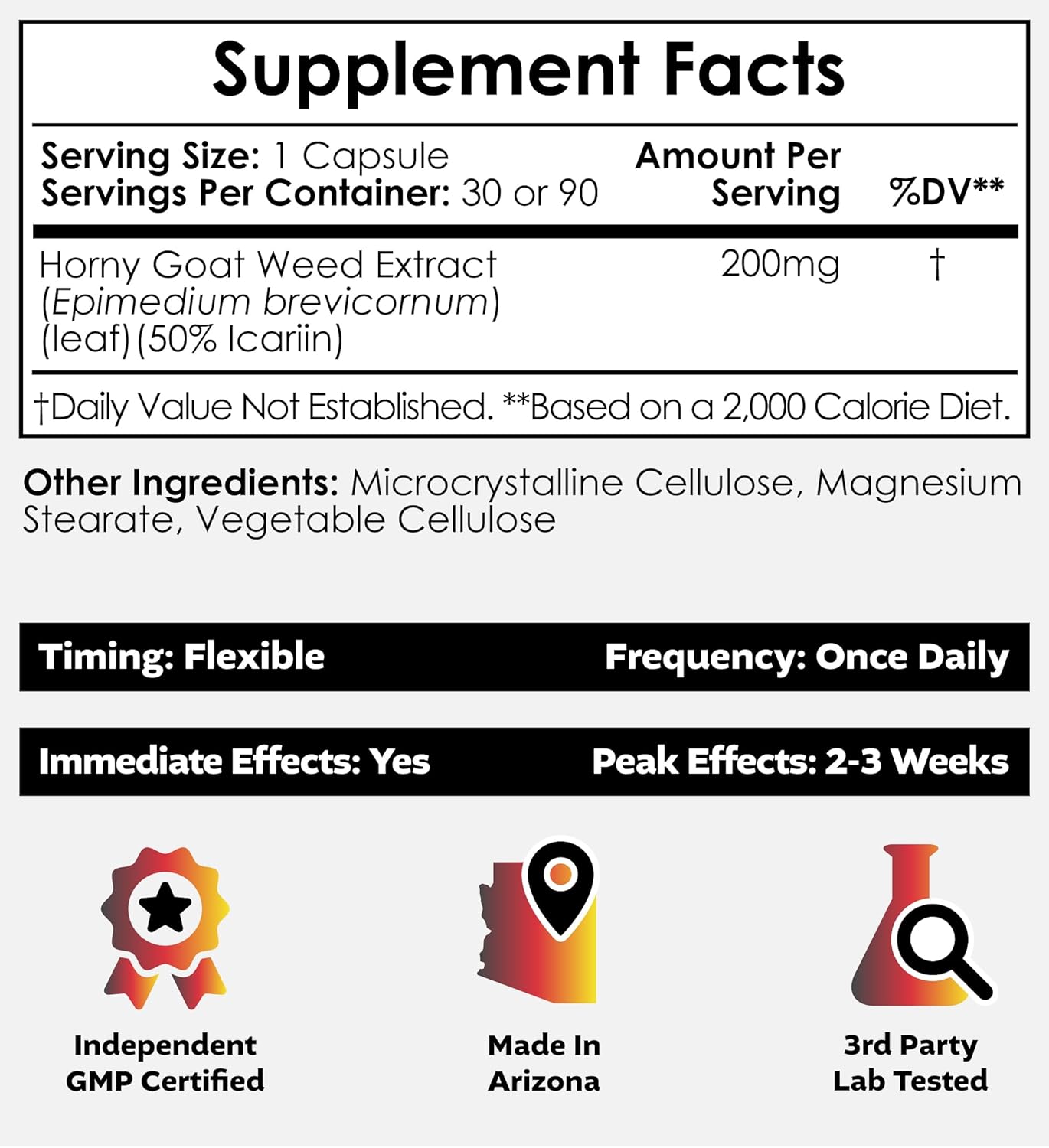 Nootropics Depot Horny Goat Weed Capsules | 200mg | 90 Count | Minimum 50% Icariin | Epimedium brevicornum