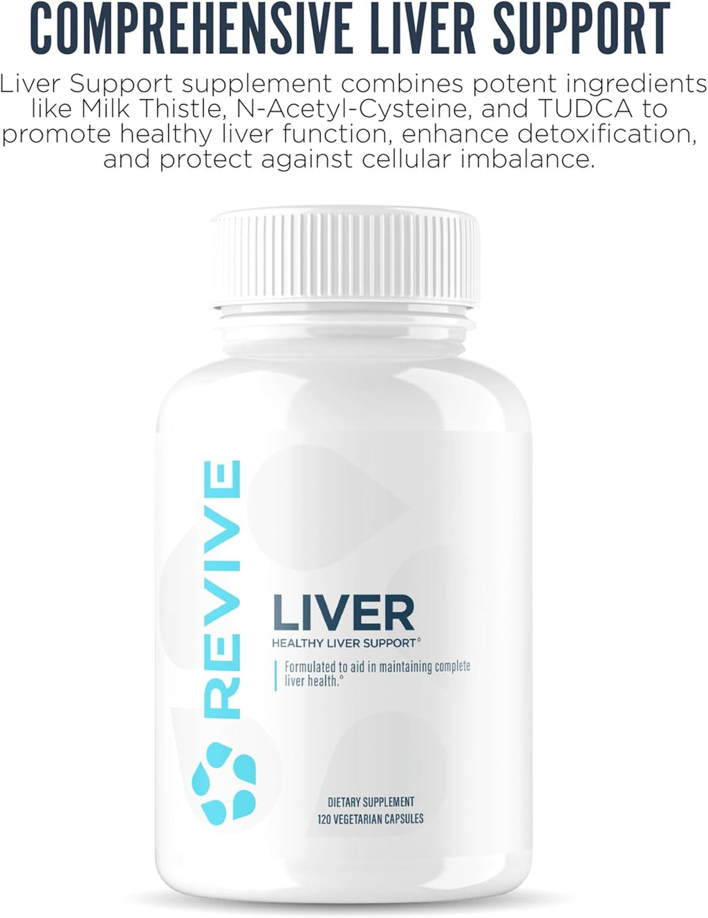 Revive MD Natural Liver Cleanse, Detox, & Repair Pills, Liver Health Support Formula - Milk Thistle Liver Defense Supplement - Inflammation Reducer & Promotes Healthy Liver Function - 120 Capsules