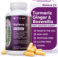 Relieve-fx™ DLPA Boswellia Turmeric and Ginger Supplement for Mood, Detox, Digestion, Inflammation & Joint Support, Gingerols, Boswellic Acid, Curcumin with Black Pepper, Clean Certified® 90 Count