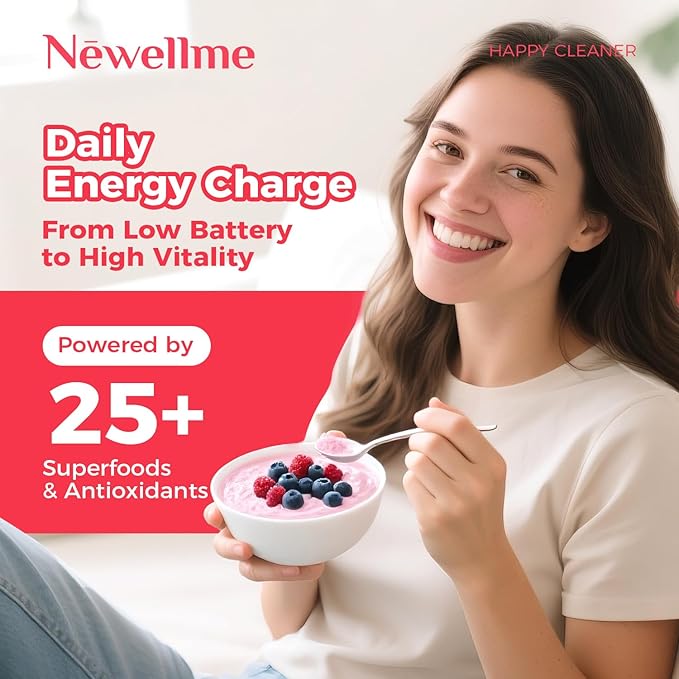 NEWELLME Happy Cleaner Digestive Supplement Powder, Gut Health Drink Mix with Probiotics, Digestive Enzymes & Fiber, Supports Digestion and Bloating, Watermelon Flavor, 28 Sachets (2 Boxes)