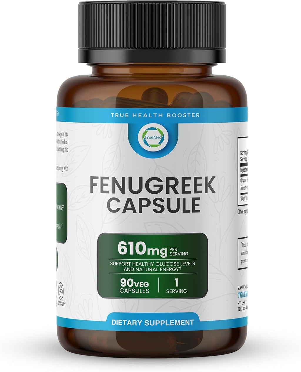 Fenugreek Capsules Organic Metabolic Support, Digestive Comfort, Natural Energy & Antioxidant Immune Boost Supports Healthy Blood Sugar & Hormone Balance 610 mg, 90 Vegetable Capsules