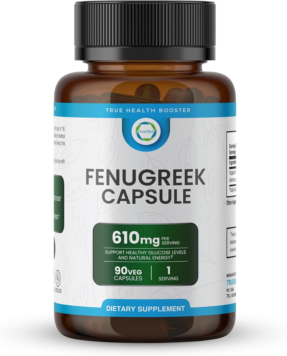 Fenugreek Capsules Organic Metabolic Support, Digestive Comfort, Natural Energy & Antioxidant Immune Boost Supports Healthy Blood Sugar & Hormone Balance 610 mg, 90 Vegetable Capsules
