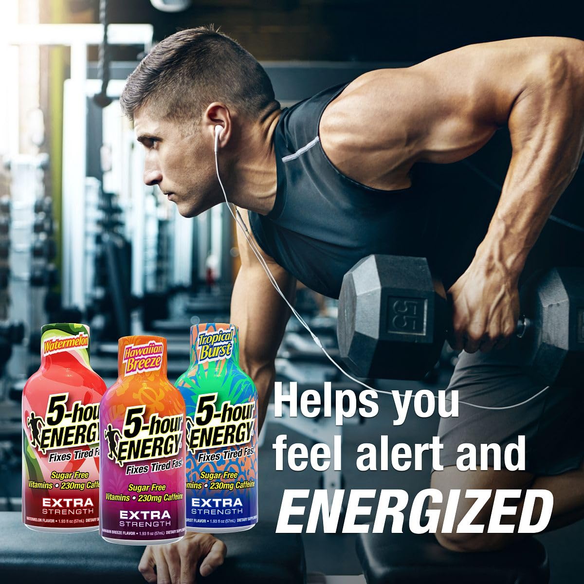 5-Hour Energy Extra Strength Shots Variety Pack, 30 Count (1.93 fl oz) - Tropical Burst, Hawaiian Breeze, Watermelon Flavors