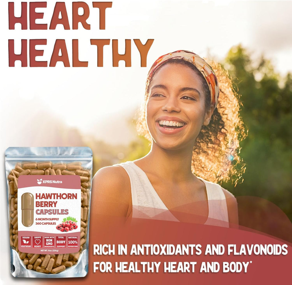 Hawthorn Berry Powder Capsules - 360 Count (6 Month Supply) - Premium Hawthorn Berry Capsules for Cardiovascular Support - Hawthorne Berry Powder - An Ideal Hawthorne Supplement for Men and Women
