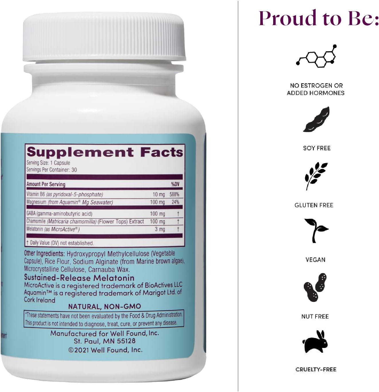Womaness Let Me Sleep Supplements for Adults – Natural Sleeping Aid with Melatonin 3mg, Magnesium Supplement, GABA & Chamomile Extract for Restful Sleep – Nighttime Support for Sleeping - 30 Capsules