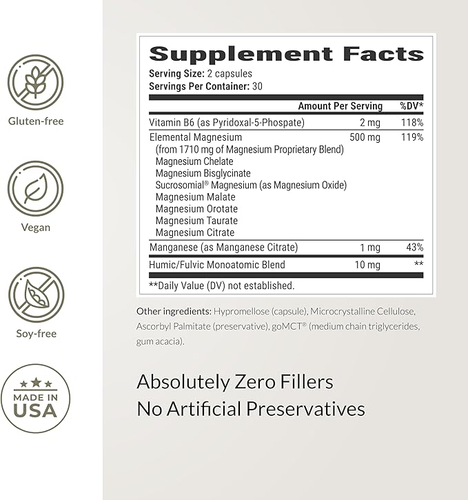 BIOptimizers Magnesium Breakthrough Supplement with 500mg - 7 Forms of Magnesium: Glycinate, Malate, Citrate, and More - Natural Support for Sleep and Cognitive Function -60 Capsules- Calming Vitamins