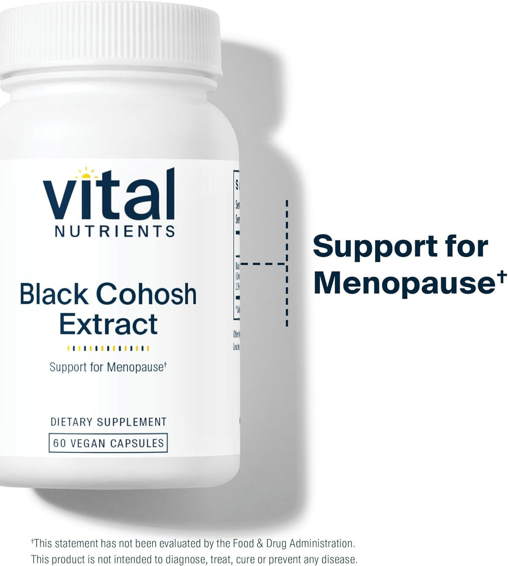 Vital Nutrients Black Cohosh Extract 250mg| Vegan Supplement for Women’s Menopause, Hormonal Balance and PMS Support* | Gluten, Dairy and Soy Free | Non-GMO | 60 Capsules