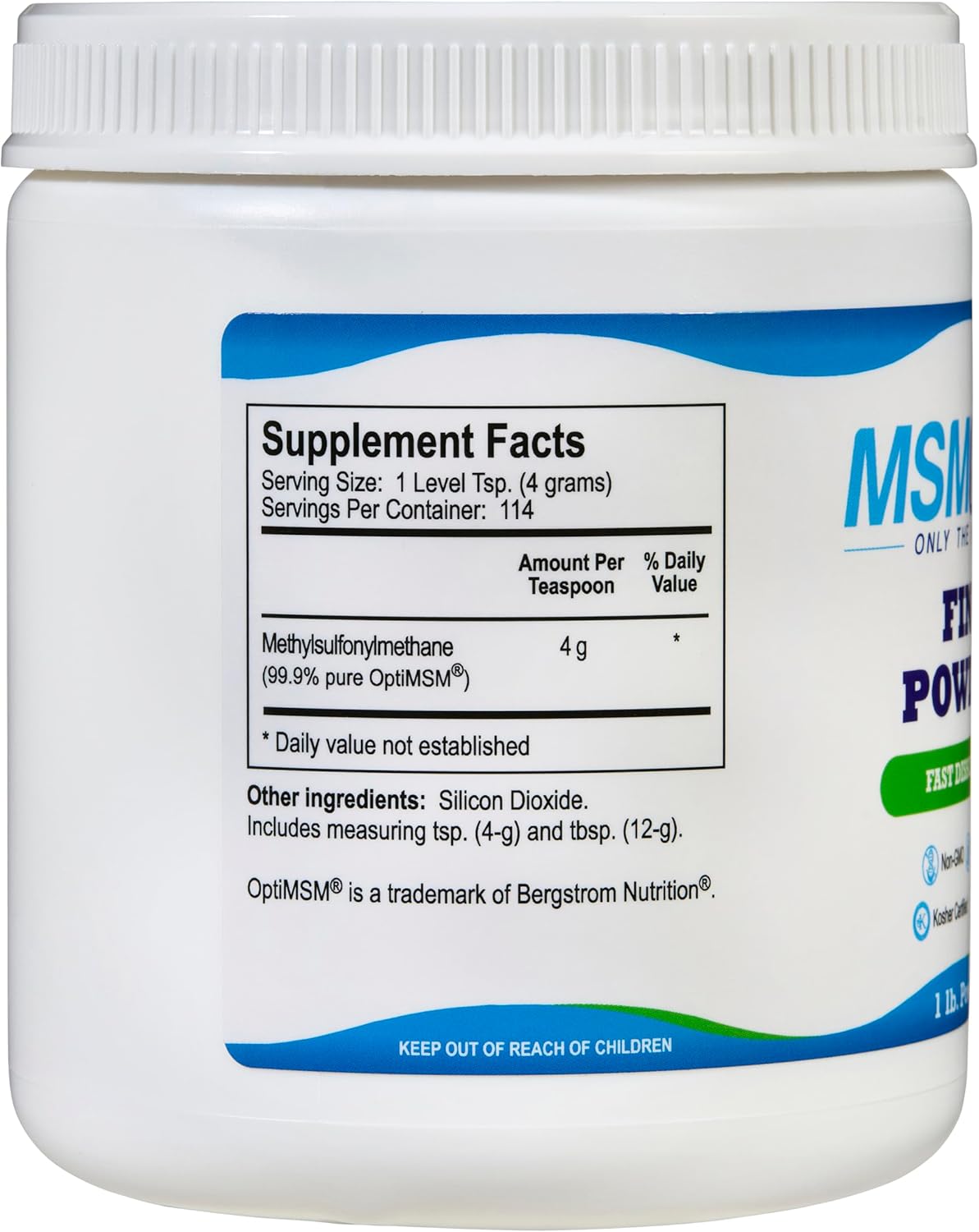 KALA HEALTH MSMPure Fast Dissolving Fine MSM Powder Crystals – US-Made MSM for Joint Health, Skin Appearance, and Hair & Nail Support – 1 lb, Organic Sulfur