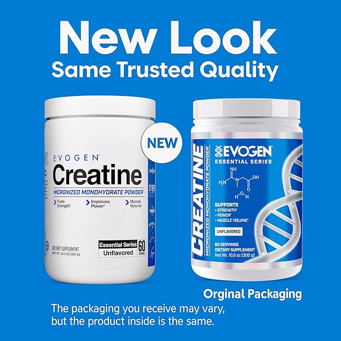 Evogen Creatine Monohydrate Powder - Micronized Creatine for Women & Men | Pure Creatine Powder Supplement for Strength, Power & Recovery | Unflavored | 60 Servings