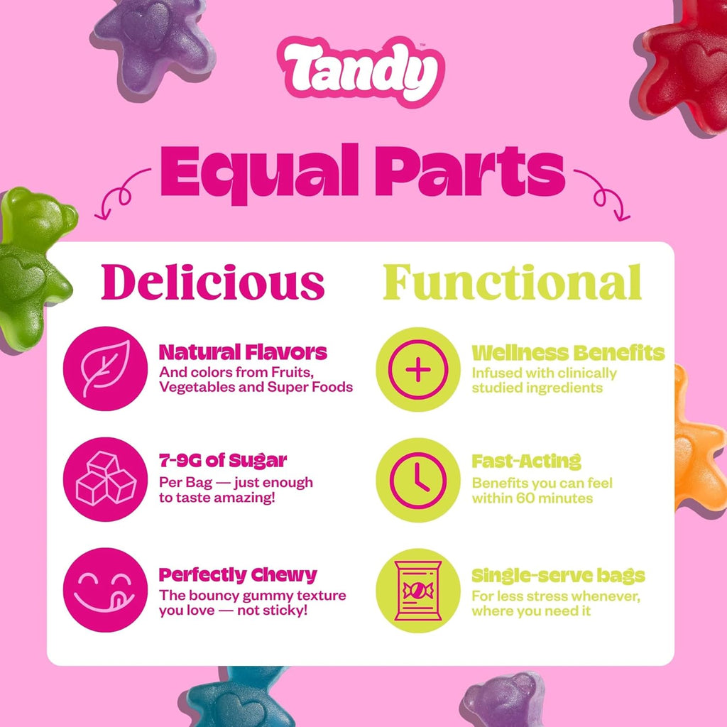 Tandy Belly Bears Fiber & Probiotic Gummies I Daily Digestive Health Gummies for Gut Health with Fresh Fruit Medley Flavor I Gluten-Free Gummy Bears I Fast-Acting Dietary Supplement Gummy I 6-Pack
