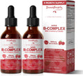 Super B Complex Liquid | B12 Methylcobalamin + Methyl Folate | B Vitamins Complex Liquid Drops with B3,B5,B6,B7, Ashwagandha & L-Theanine for Energy, Focus & Immunity, 4 fl Vegan Raspberry