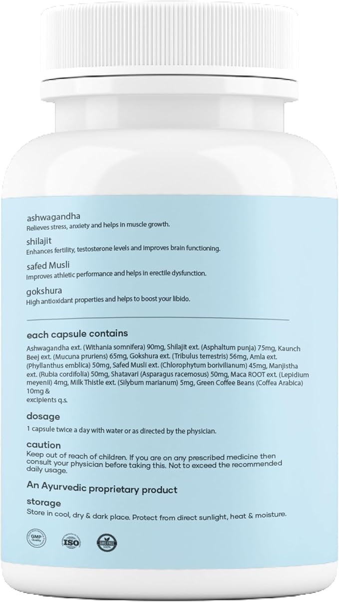 Mars Surgemax Natural Capsules with Shilajit & Safed Musli | Supports Energy, Strength & Immunity | for Active Lifestyle | 60 Capsules | Pack of 1
