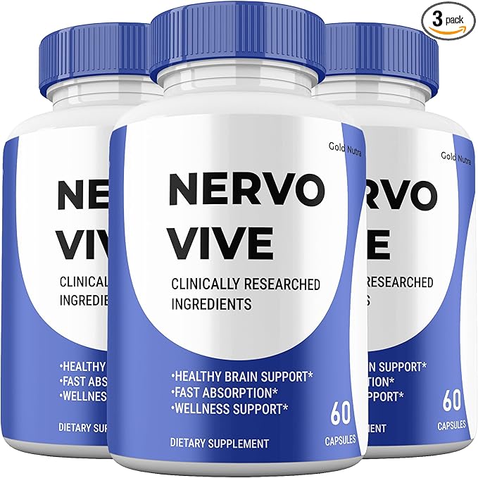 NervoVive Capsules, Nervo Vive Pills All Natural Formula Premium Cognitive Nerve Supplement Nerve Care, 3 Month Supply (3 Pack)
