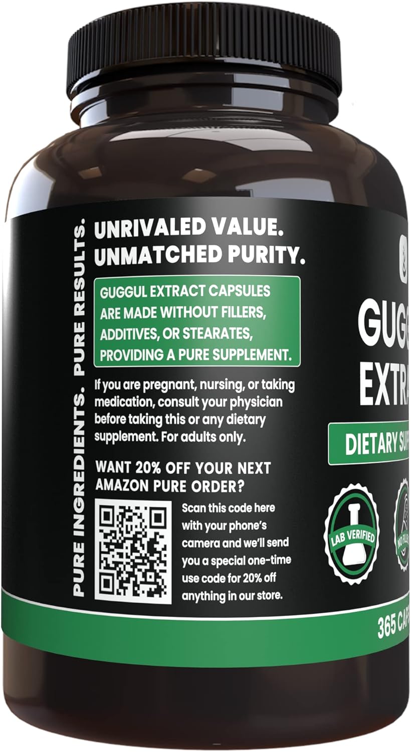 PURE ORIGINAL INGREDIENTS Guggul Extract Always Pure, No Additives Or Fillers, Lab Verified (365 Count (Pack of 1))