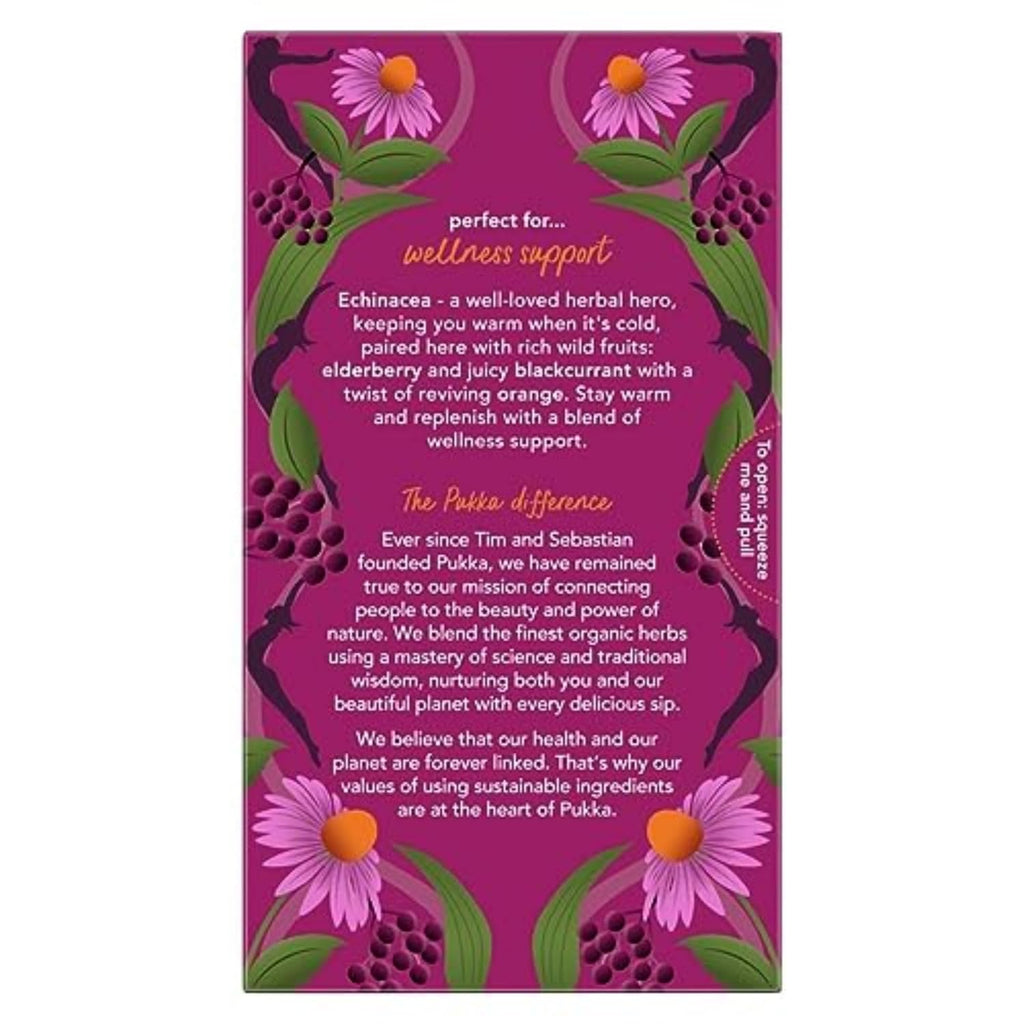 Pukka Elderberry & Echinacea Organic Herbal Tea, Perfect for Wellness Support, Caffeine Free, 80 Total Tea Bags (20ct - Pack of 4)