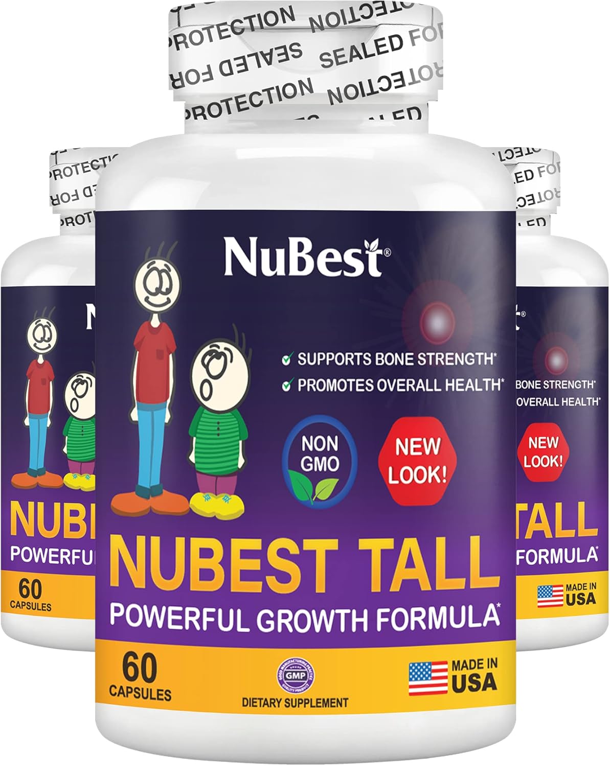 NuBest Tall - Calcium Supplement - Magnesium Supplement for Bones, Teeth - Support Bone Strength, Enhanced Immunity for Ages 5+ with Vitamin D3, Vitamin K2 and Blended Herbs - 3 Pack