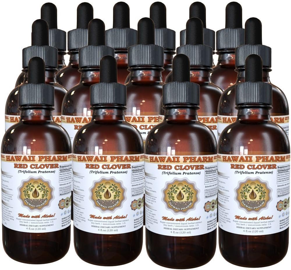 Red Clover Liquid Extract, Organic Red Clover (Trifolium Pratense) Tincture, Herbal Supplement, Hawaii Pharm, Made in USA, 15x4 fl.oz