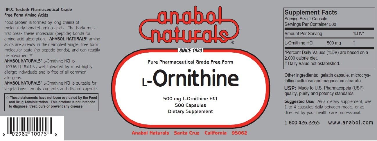 L-Ornithine 500 Capsules 500mg Free Form