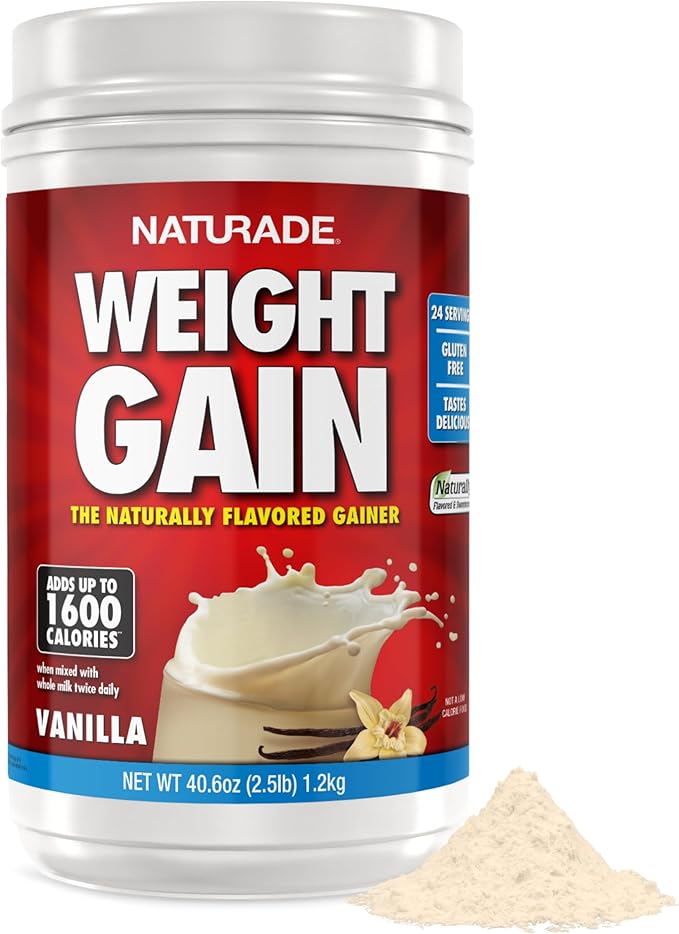 Naturade Weight Gain Nutrition Drink Mix for Healthy Weight Support, Balanced Calories with Protein, Vitamins & Minerals, Vanilla - 40.6 oz